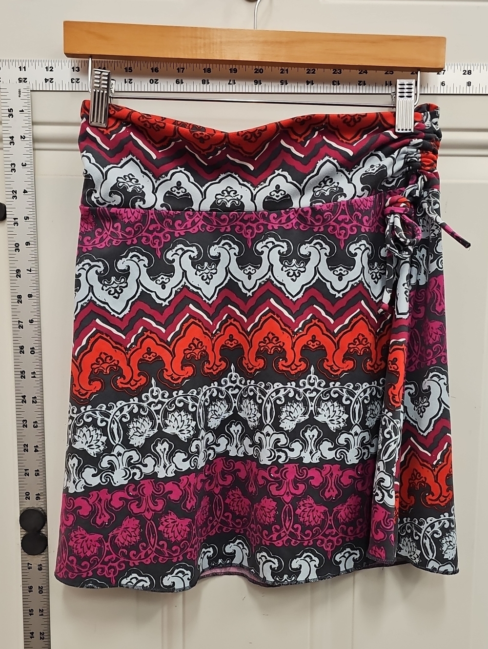 Soybu Pink & Red Patterned Swim Skirt Coverup